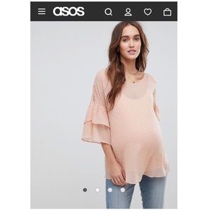 ASOS Mamalicious Maternity Shirt Ruffle Sleeves